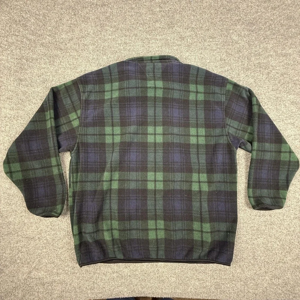Vintage Tommy Hilfiger Sweater Mens 2XL Green Plaid Fleece 1/4 Zip Pullover 90s